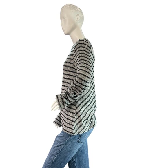Rag & Bone Striped Slim Long-Sleeve Crewneck Top Directional Stripes Size L - Picture 6 of 9